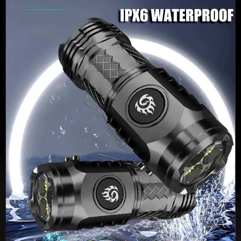 High Strong Power LED Flashlight Built-in Battery Rechargeable with Pen Clip Torch Outdoor Camping Emergency Lantern