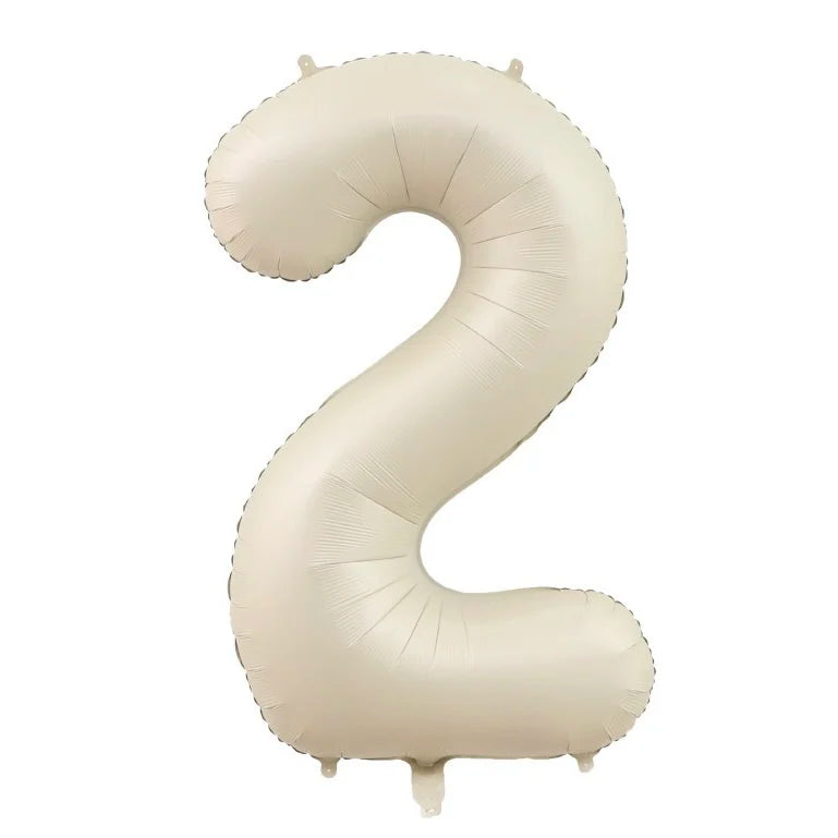 32/40inch Cream Caramel Big Number Foil Balloons 0 1 2 3 4 5 6 7 8 9 Balls White Color Wedding Birthday Party Decor Baby Shower