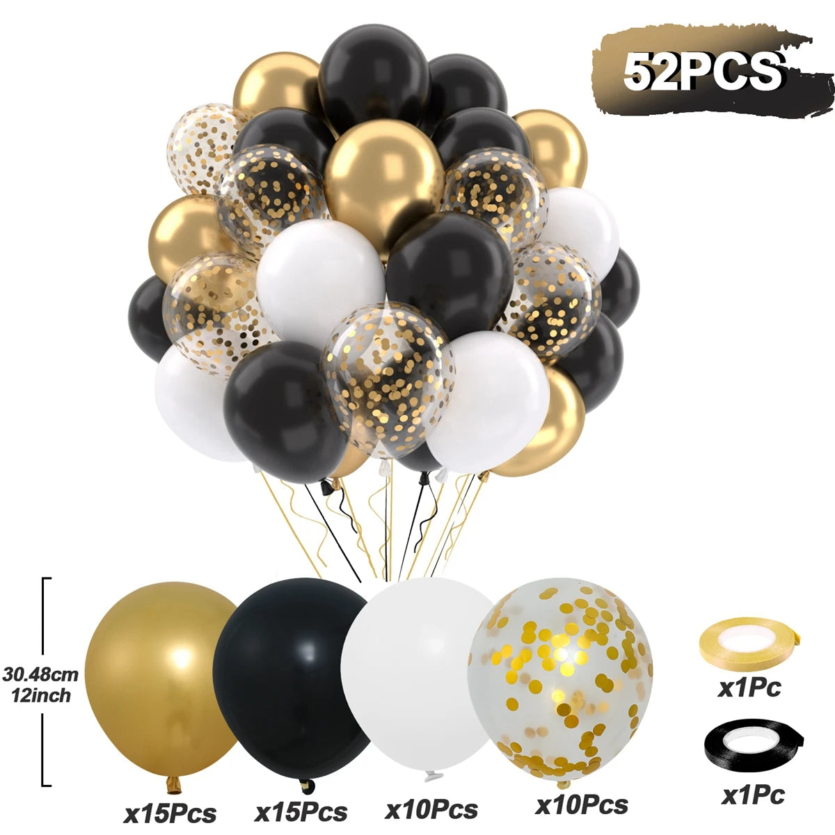 31/36/37/51/101Pcs Metallic Balloons Pearl Latex Balloon Gold Confetti Balloons for Birthday Weddings Baby Shower Party Decor