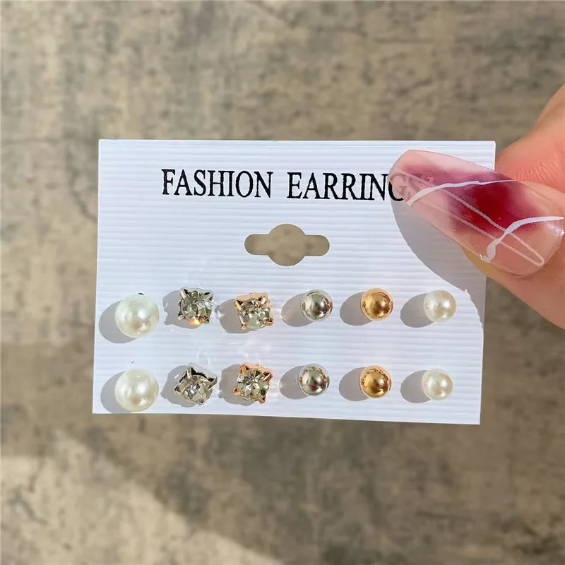 Fashion Geometric Hoop Earrings Set for Women Vintage Bohemian Pearl Gold Color Round Earring Punk Daily Wear Jewelry Gifts 2025