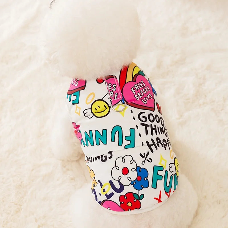 Fashion Print Dog Down Jacket Cute Soft Dog Clothes Winter Cat Jacket Coat Warm Puppy Costume Chihuahua French Bulldog Clothes