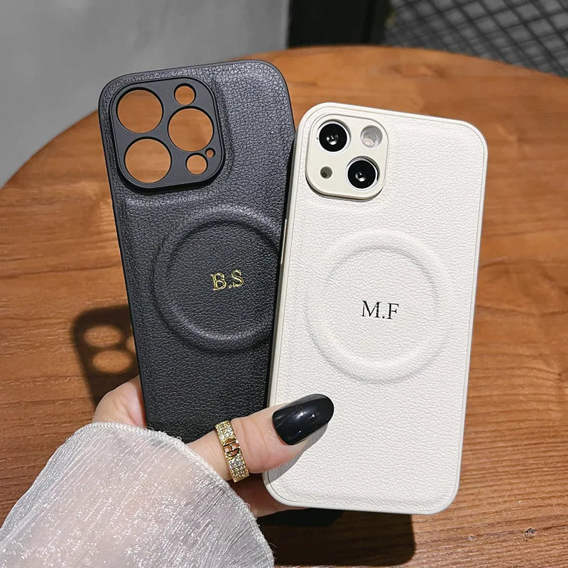 Luxury For Magsafe Personalized Name Case For iPhone 1716 15 14 13 12 11 ProMax Customized Initials Wireless Charging Gift Cover