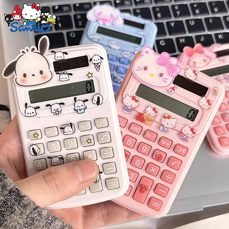 Sanrio Mini Electronic Calculator Hello Kitty Cinnamoroll Kawaii 8 Digit Calculator Portable Cartoon Office School Supplies Gift