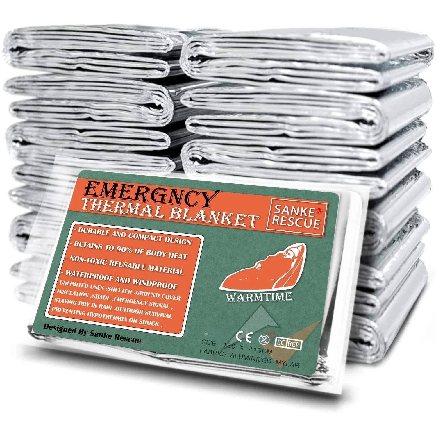 4pcs Emergency Blanket Mylar Thermal Foil Space Blanket Designed for NASA Body Warmer Outdoor First Aid Camping Hiking Travel