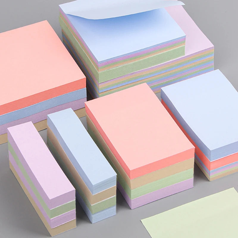 100 Sheets Morandi Color Adhesive Sticky Notes Student Message Hand Torn Note Stickers for Office Family School Supplies