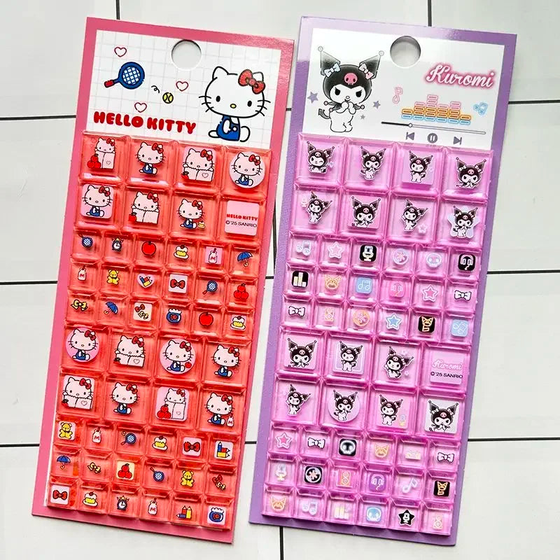 Sanrio Hello Kitty 3D Square Stickers Anime Phone Laptop Luggage Decoration Creative DIY Rhinestone Decal Kids Toys Cartoon Gift