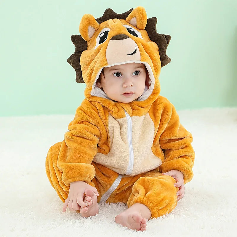 Cartoon Flannel Baby Rompers Unicorn Rabbit Dinosaur Pajamas Cotton Baby Boy Girls Animal Costume Baby Jumpsuit Kigurumi Outfits