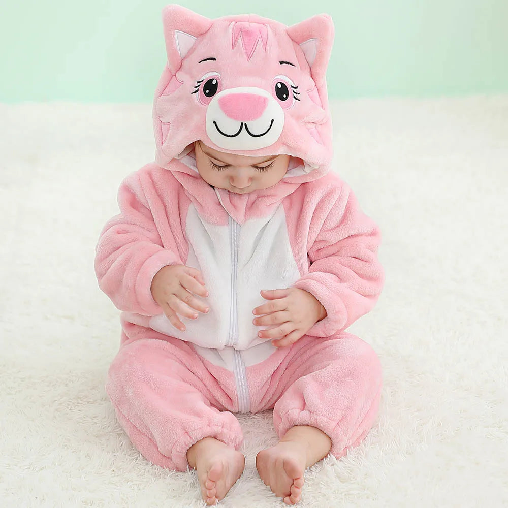 Cartoon Flannel Baby Rompers Unicorn Rabbit Dinosaur Pajamas Cotton Baby Boy Girls Animal Costume Baby Jumpsuit Kigurumi Outfits